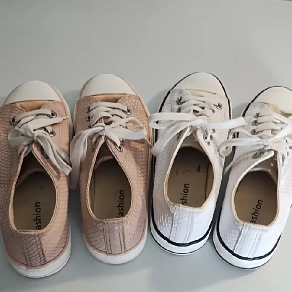 2 Pair Sneakers - Pink and White Rhinestone Sho- String Eyelets 8